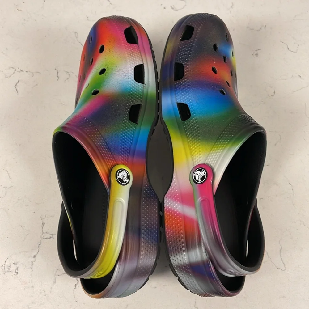 Crocs Classic Clog Solarized Tie Dye Unisex Women’s 12 - Mens 10 Black / Multi